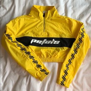Petals Yellow & Black Crop Windbreaker Jacket